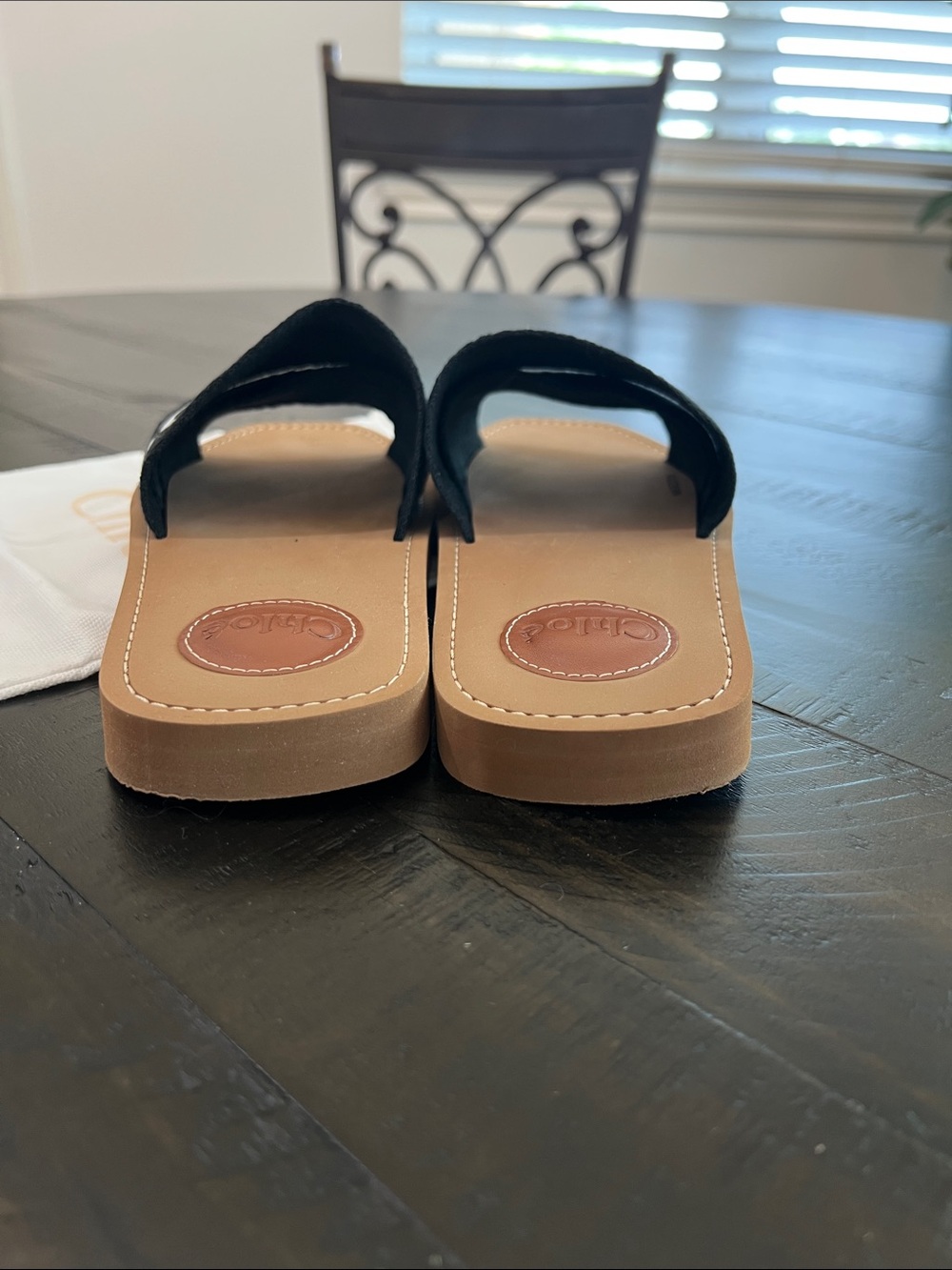Chloé Black and Tan Logo Slide Sandals - Picture 4 of 6